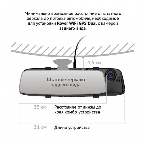 Видеорегистратор с GPS/ГЛОНАСС базой камер iBOX Rover WiFi GPS Dual + Камера заднего вида iBOX RearCam FHD11 1080p